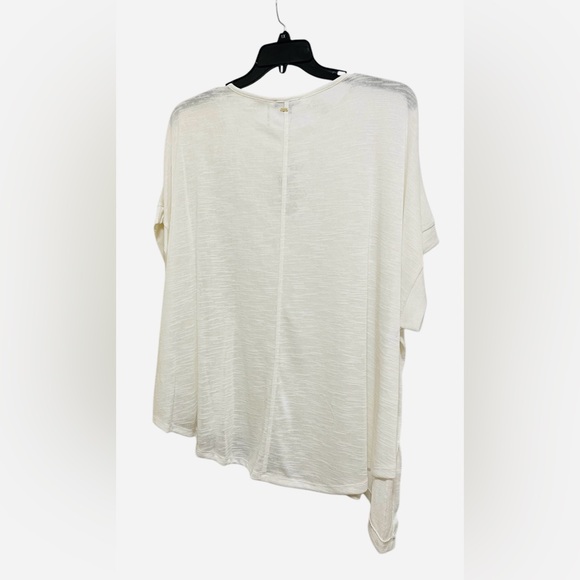 TOMMY HILFIGER BASIC T-SHIRT SOFT FLOWY WOMEN ASYMMETRICAL COLOR CREAM SIZE 1X - Picture 3 of 7